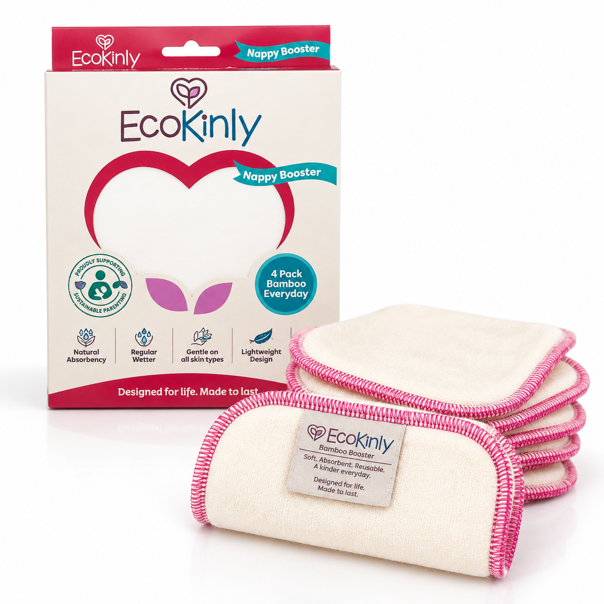 Everyday Nappy Boosters -4 layers Bamboo Cotton 4 Pack