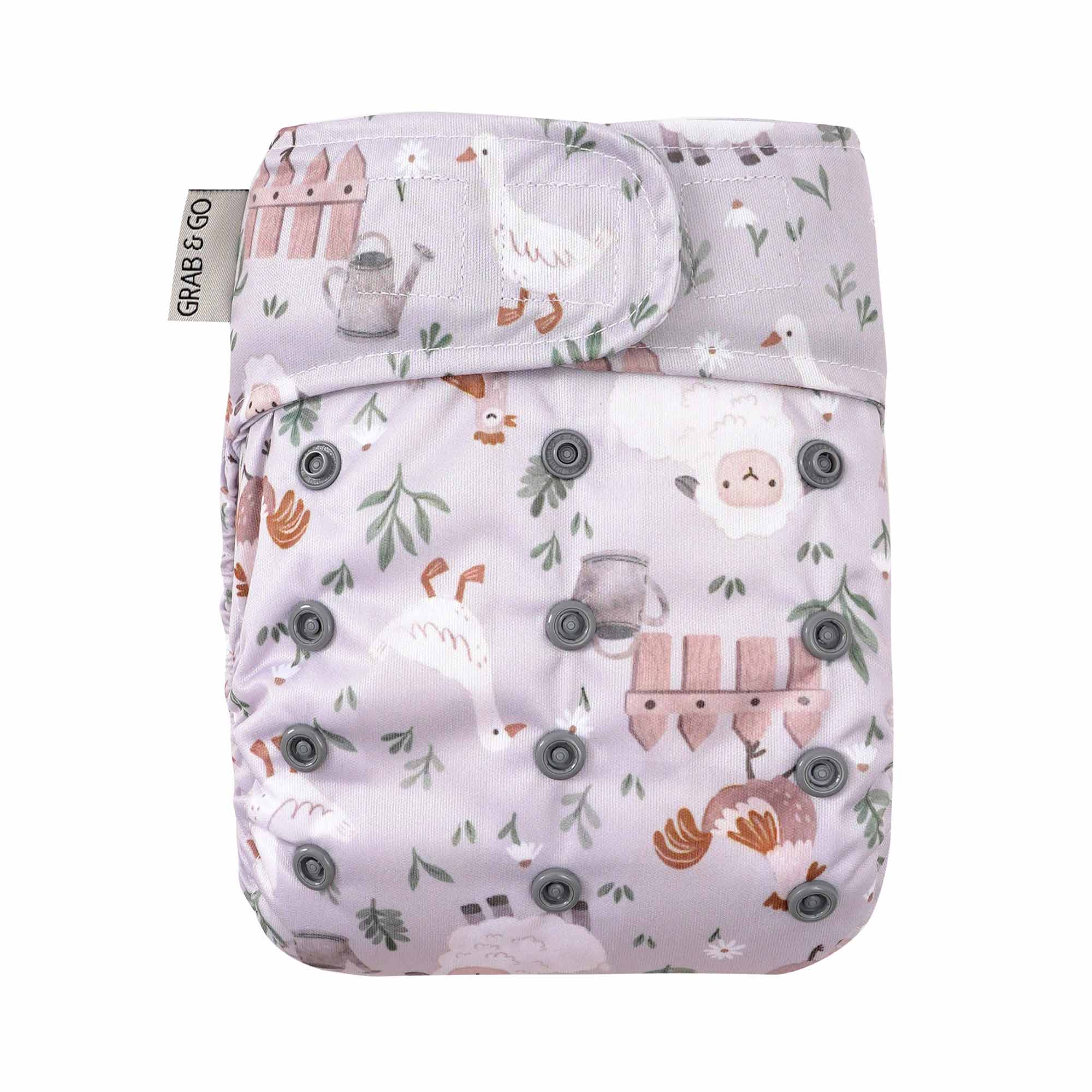 EcoKinly reusable nappy with farm animals pattern