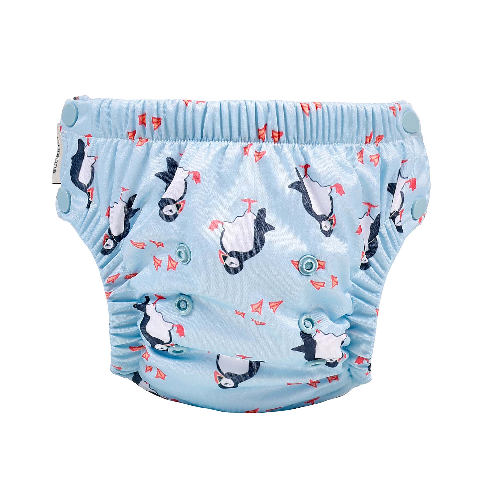 EcoKinly Splash & Dash Reusable Swim Nappy with penguins front