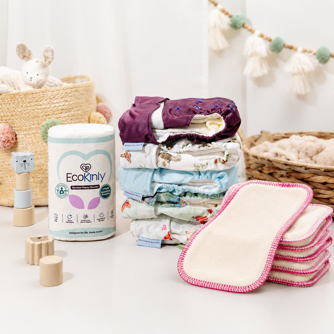 Everyday Nappy Boosters -4 layers Bamboo Cotton 4 Pack