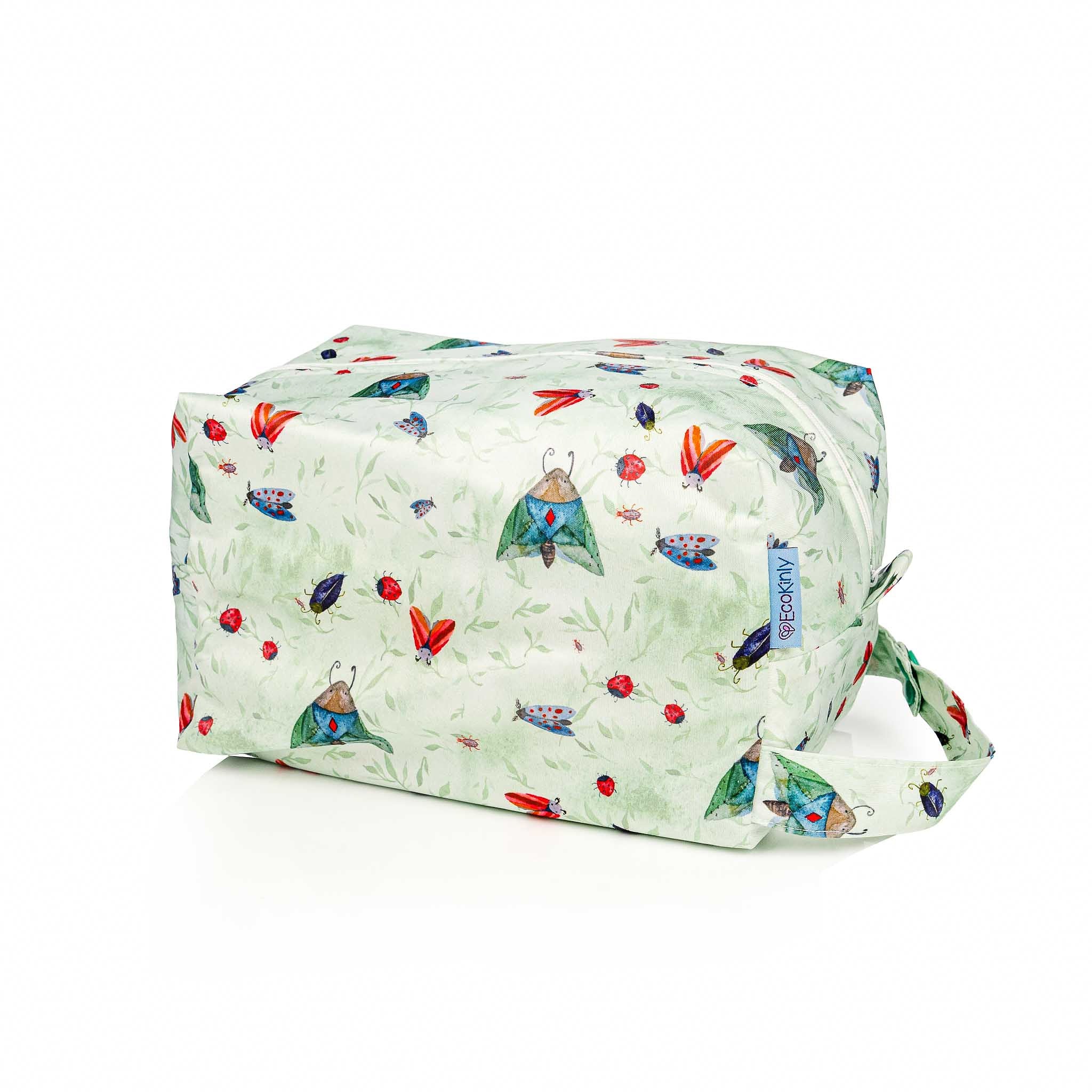 Reusable nappy  bag with cartoon characters on a white background