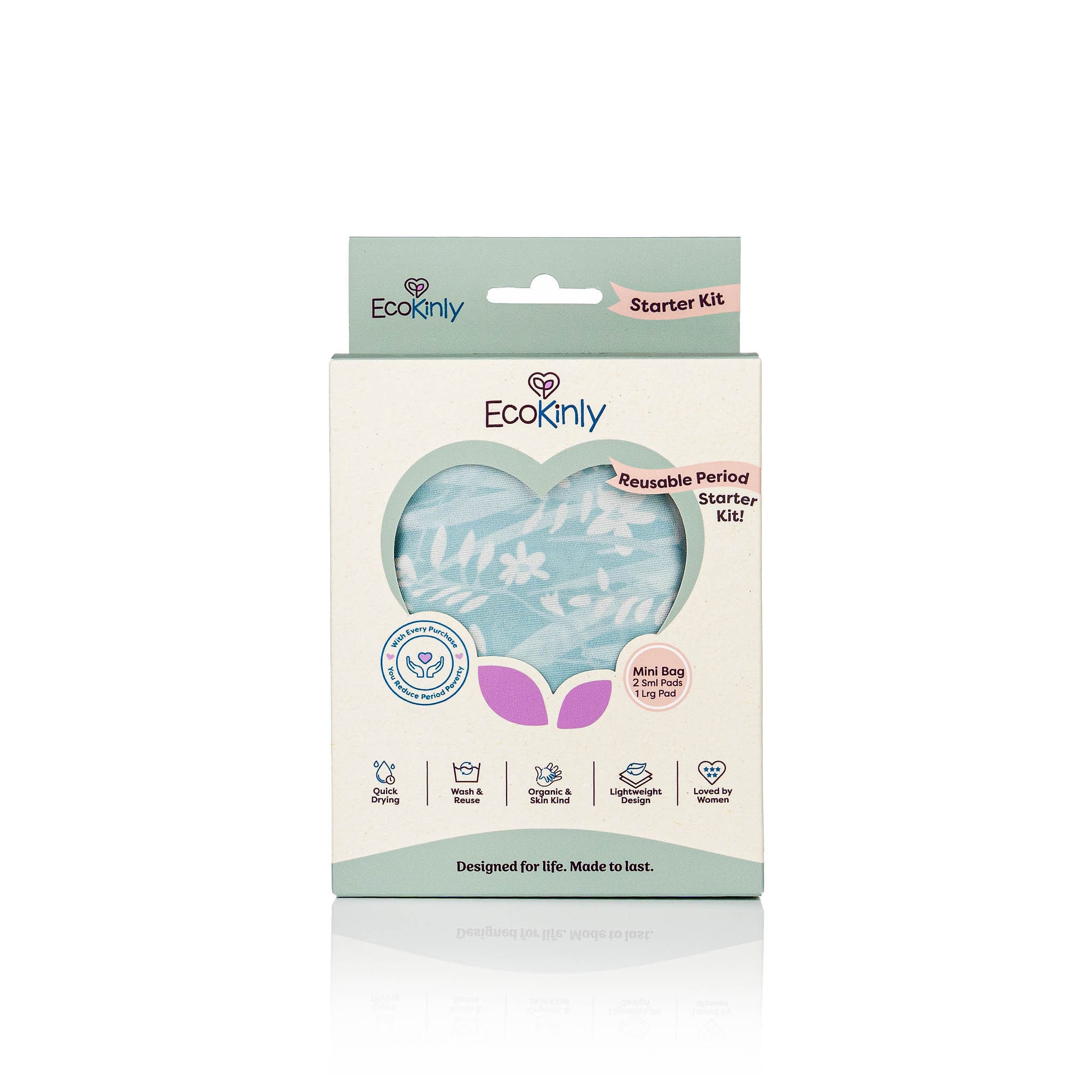 EcoKinty reusable period starter kit packaging on a white background