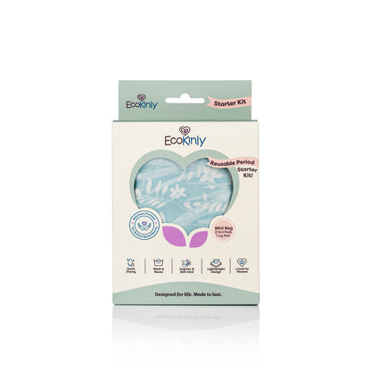EcoKinty reusable period starter kit packaging on a white background
