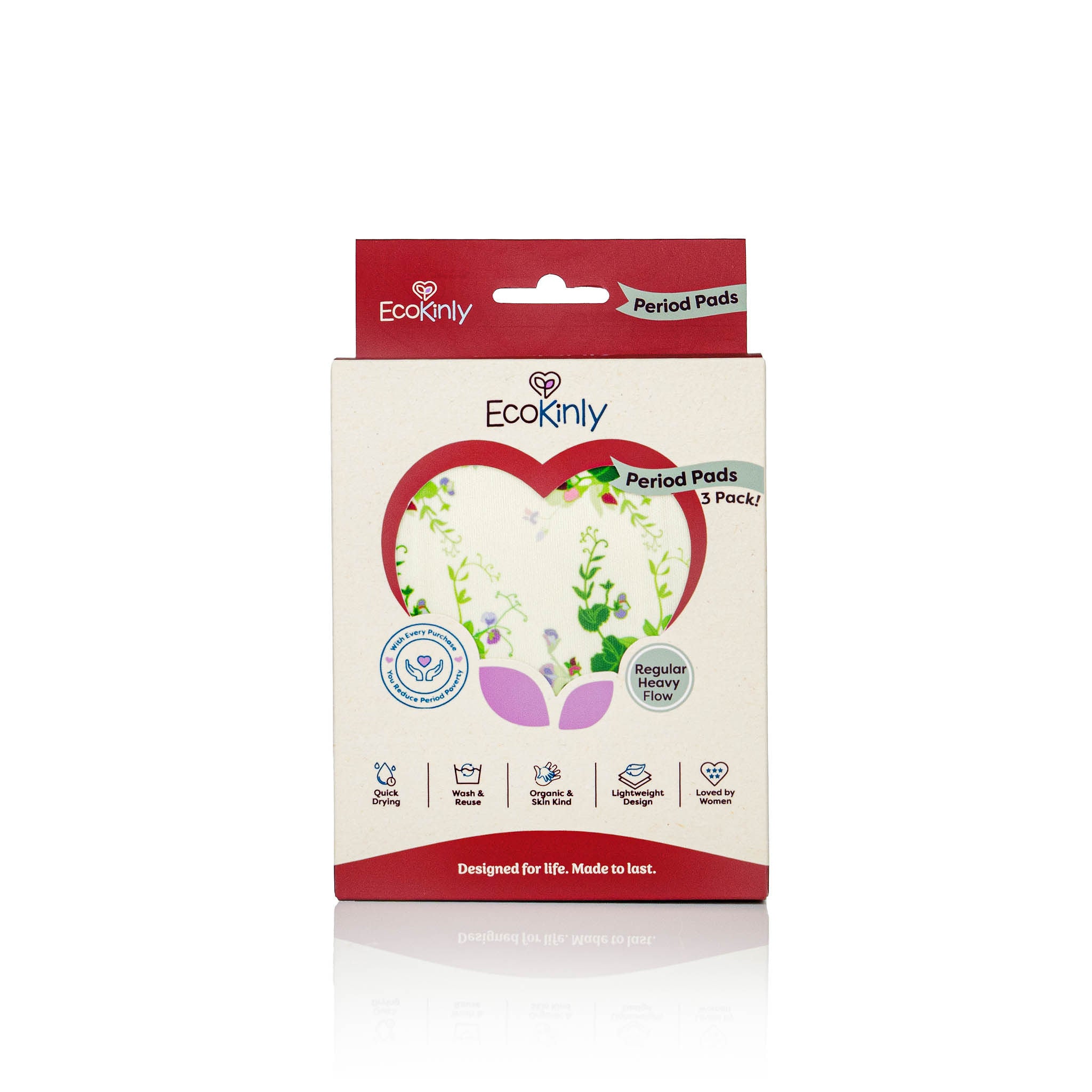 EcoKinly period pads packaging on a white background