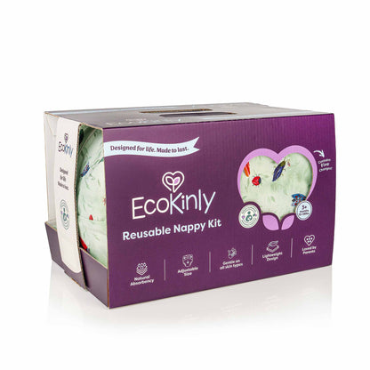 EcoKinly reusable nappy kit packaging on a white background