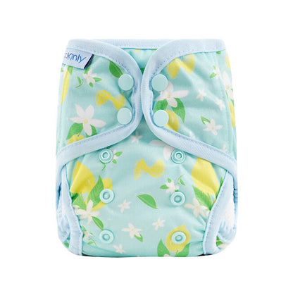 Floral-patterned diaper cover on a white background