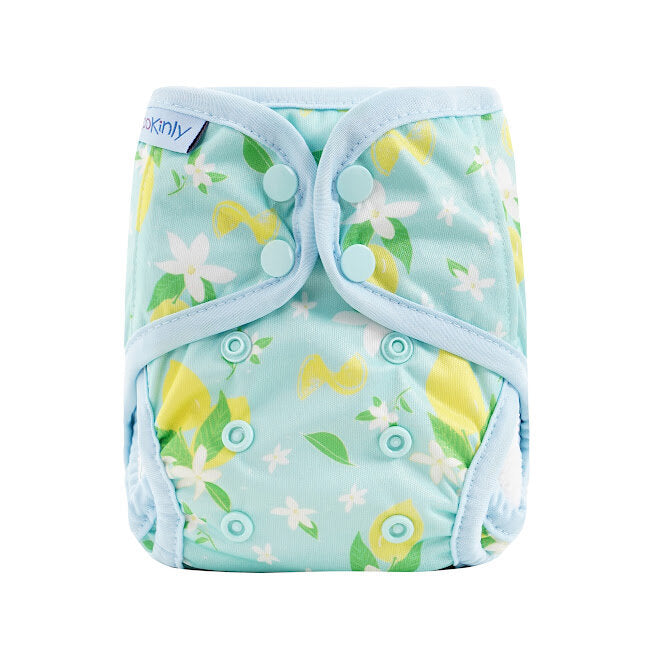 Floral-patterned diaper cover on a white background