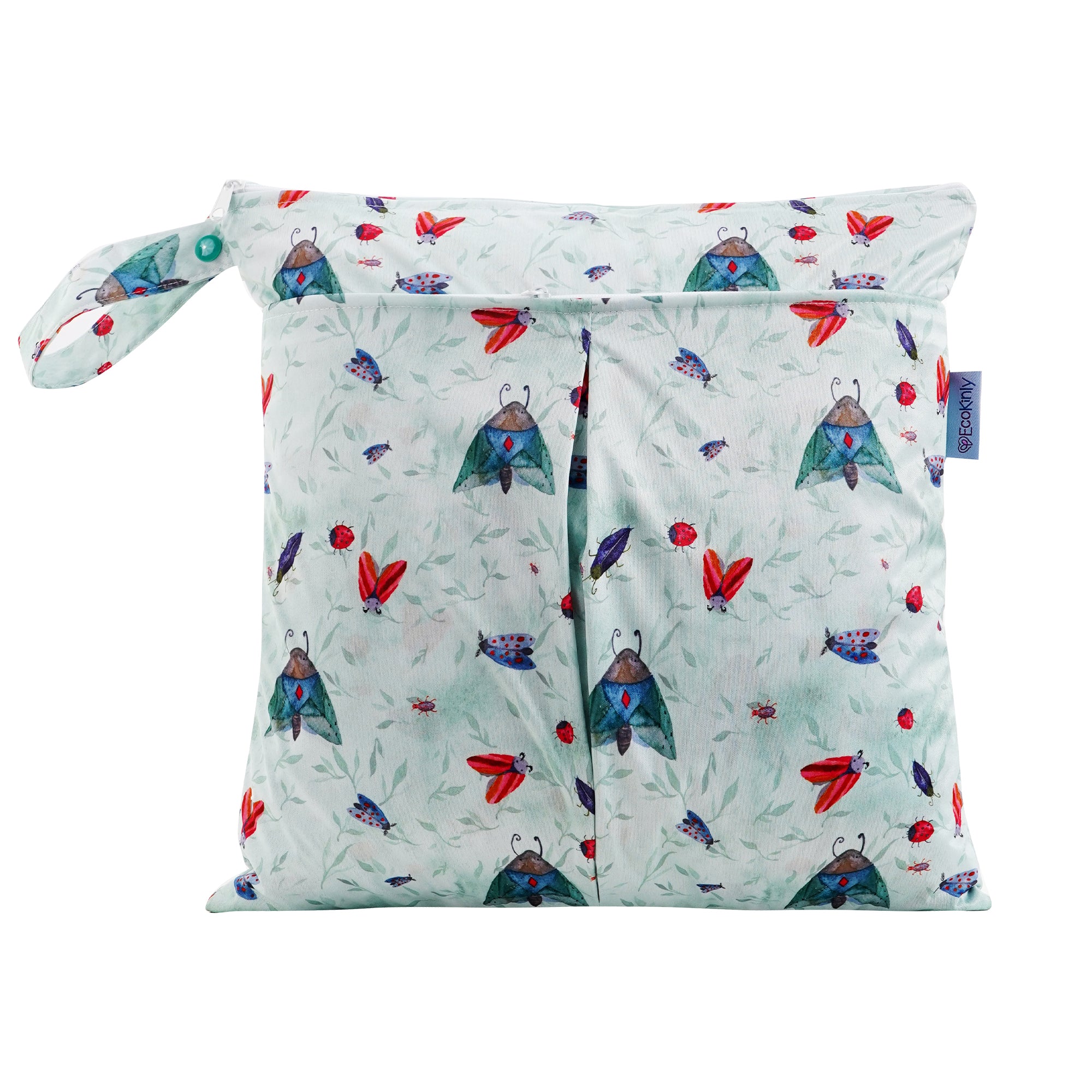 Reusable snappy bag with insect pattern on a white background