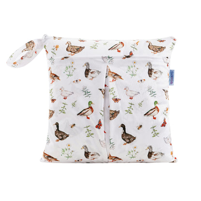 Reusable shopping bag with duck pattern on a white background