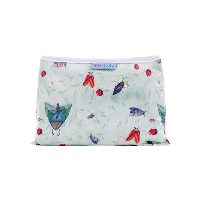 Reusable baby changing mat with ladybug pattern on a white background