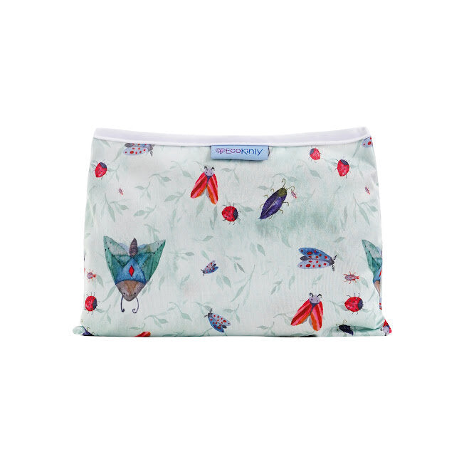 Reusable baby changing mat with ladybug pattern on a white background