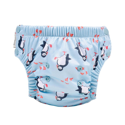EcoKinly Splash & Dash Reusable Swim Nappy with penguins front