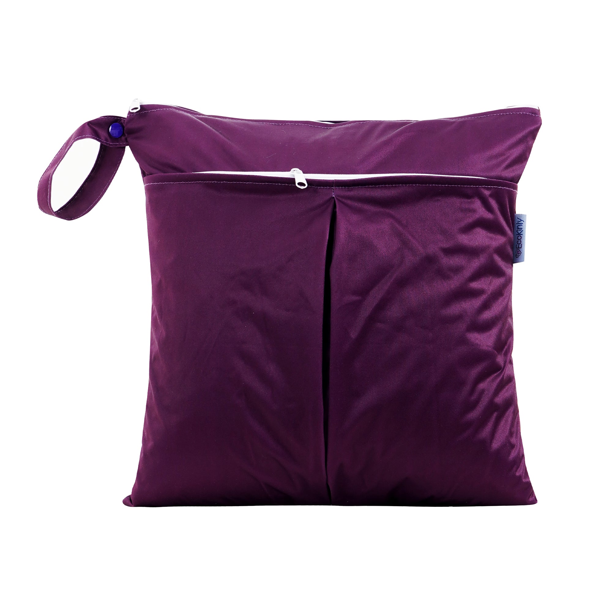 Purple bag with a zipper on a white background